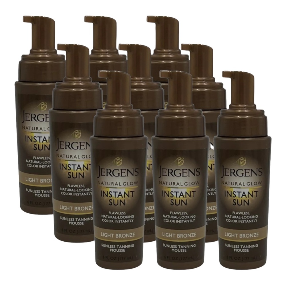 9 Pack Jergens Natural Glow Instant Sun Tanning Mousse Light Bronze 6 oz NO Caps